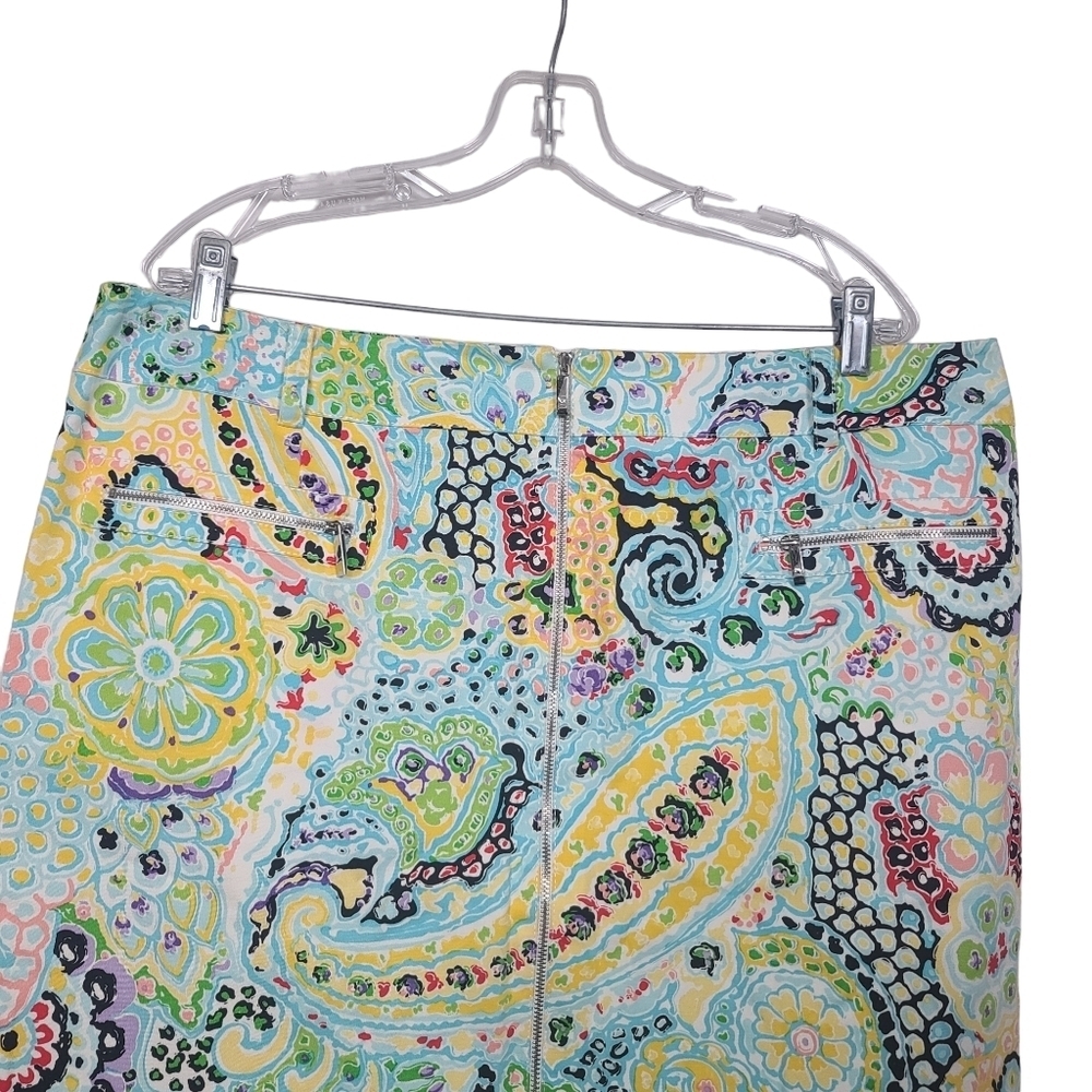 Carlisle Paisley Colorful Front Zipper Pencil Skirt 18 - Picture 3 of 7